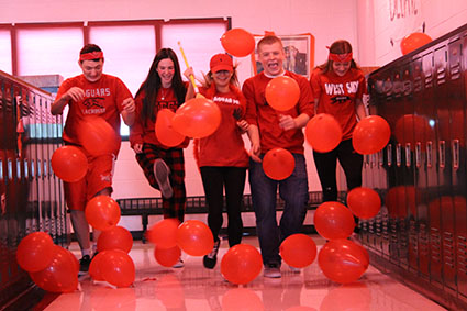 Juniors enjoyed sweeping the Spirit Week participation contests in their locker bay on Fri., Feb. 6.
