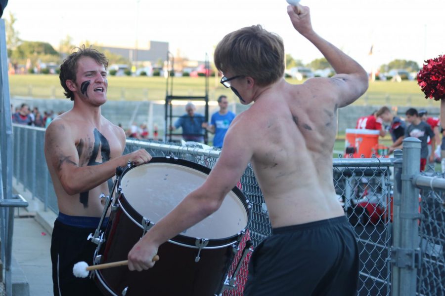 Senior Jack Mahoney making tradition at Blue Valley West beating the drum. He started this in the school year 2017-2018 and since the drum hasnt failed to make an appearance.