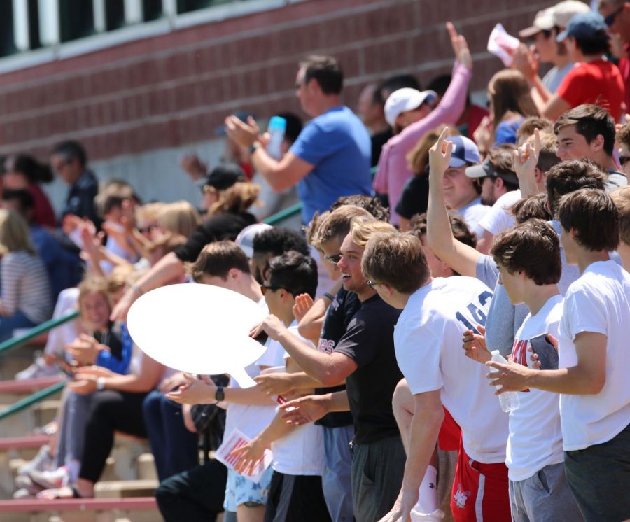 Fans celebrate the Jaguars tieing the game on May 22 in the girls soccer State quarterfinal against Shawnee Mission South.