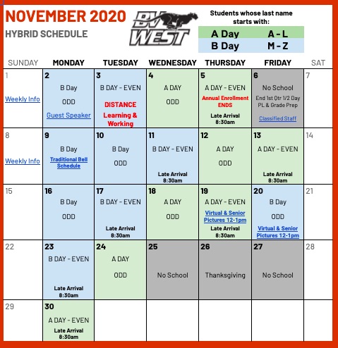 November 2020 School Calendar