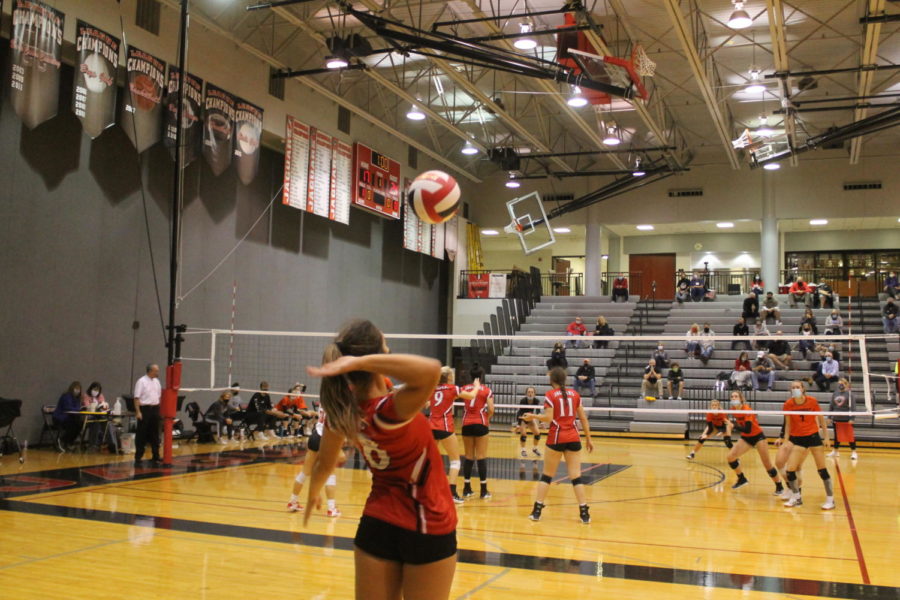 Alyssa serves a perfect ball over against Olathe Northwest on October 20th