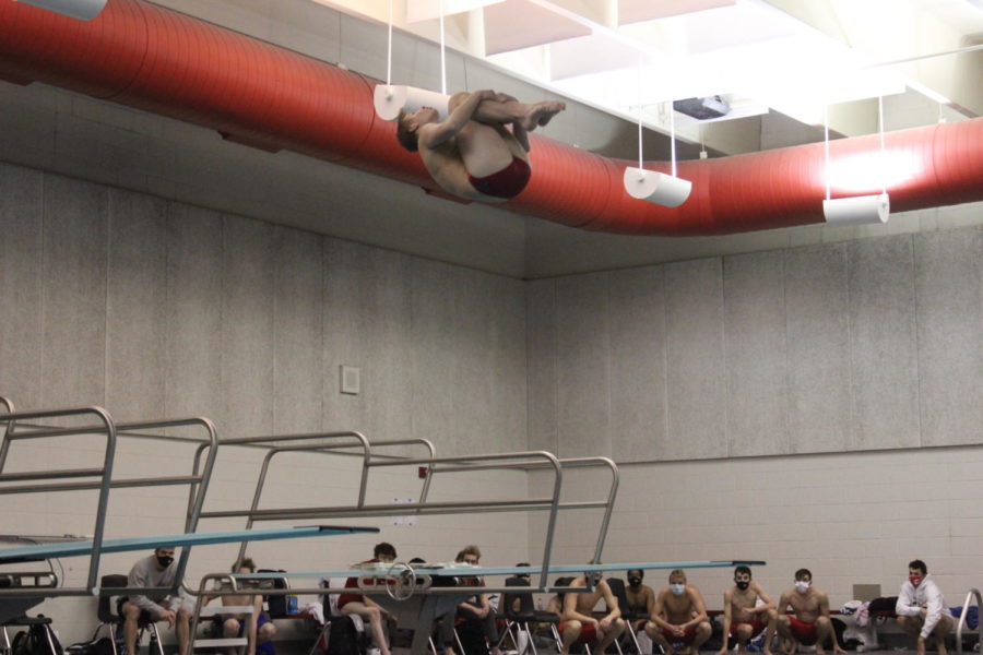 Collin Montgomery takes action as the only boys diver to compete on January 22nd, 2021. 