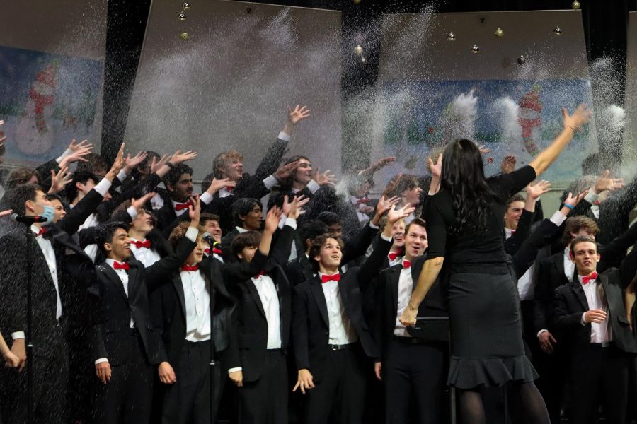 Chorale tosses fake snow in their performance of 