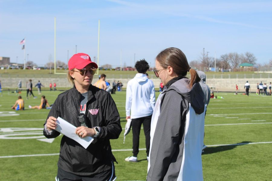 Coach Huseman and her co-coach discussing.