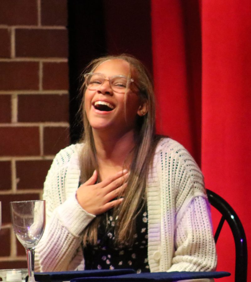 Sophomore Kenzie Alexander performing in Rep Theaters performance of Check Please.