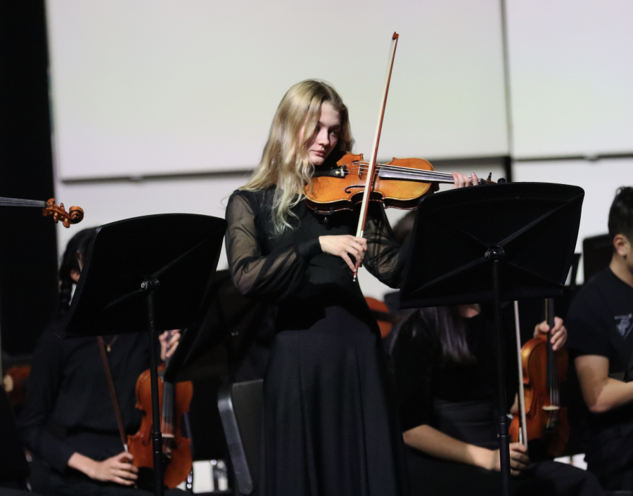 BVW soloist, Caroline Epp, performs solo during the BVW annual winter concert