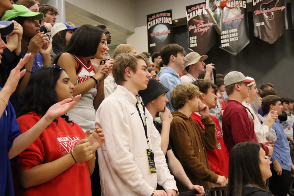 The student sections watch the game closely.