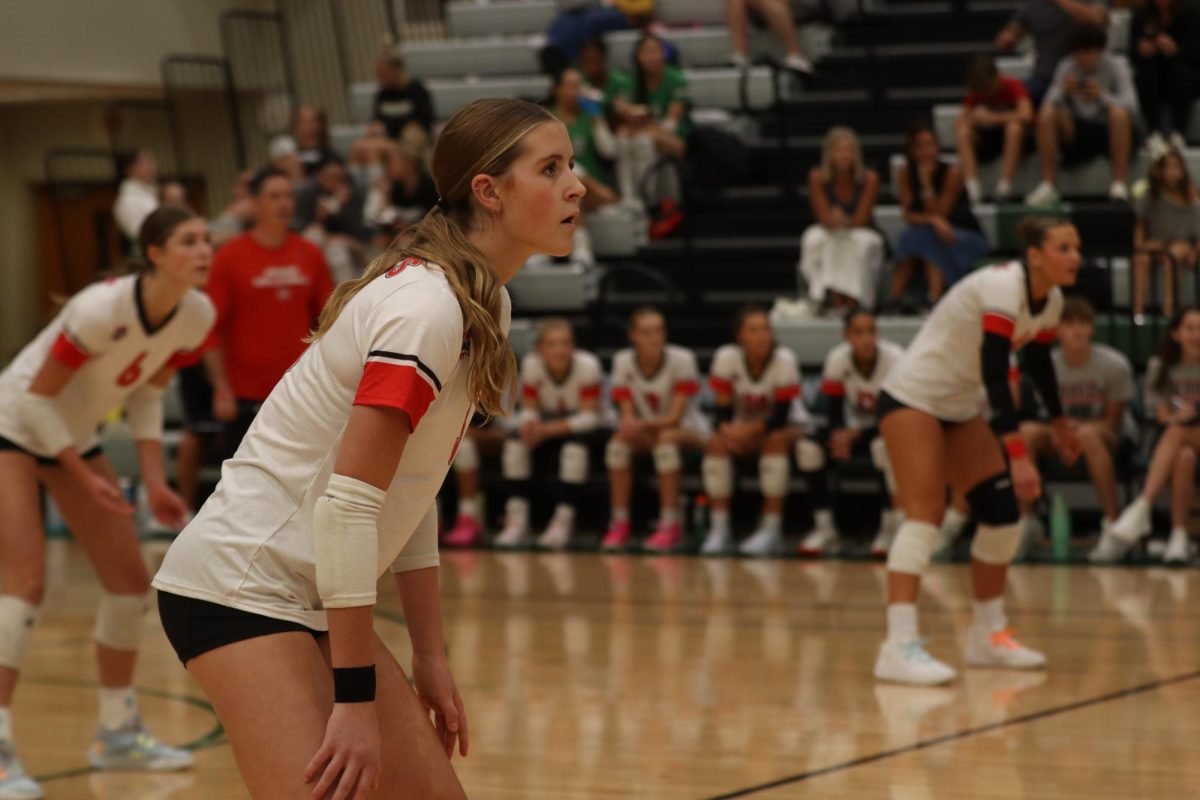 Jensen Kubik gets ready for the serve. 